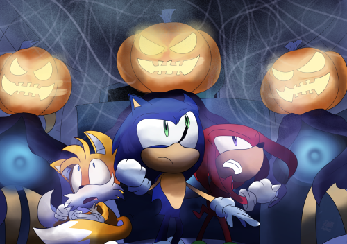 October - Mystic Mansion #sonic the hedgehog  #Miles Tails Prower  #Knuckles the Echidna #Happy Halloween#Sonic Heroes#sth#sonic 30th#Beths art