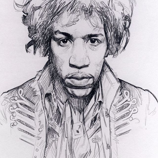 jimi hendrix pencil drawing