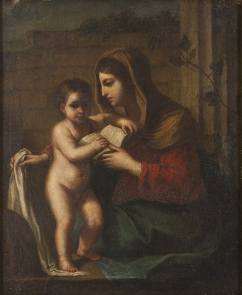 Maria lär Jesusbarnet läsa, Giovanni Francesco Barbieri Guercino, Nationalmuseum, SWEJungf