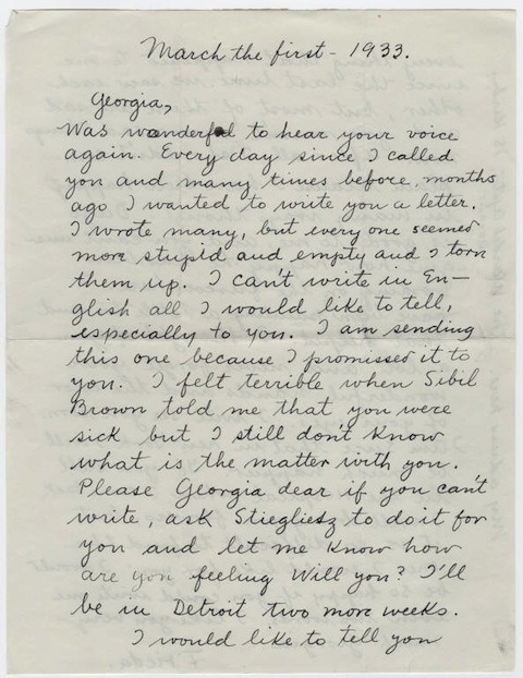 apoetreflects:  Frieda Kahlo’s personal letter comforting friend and colleague Georgia O’Keeffe after O’Keeffe suffered a nervous breakdown resulting in a condition so severe she was hospitalized and ultimately unable to paint for a year. 