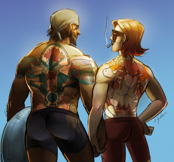 syberfab:Beach nerds with tattoos[Patreon]