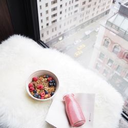 Organic granola, fresh berries and a smoothie devoured 20 floors above New York #throwback #Travel #NewYork by lydiaemillen