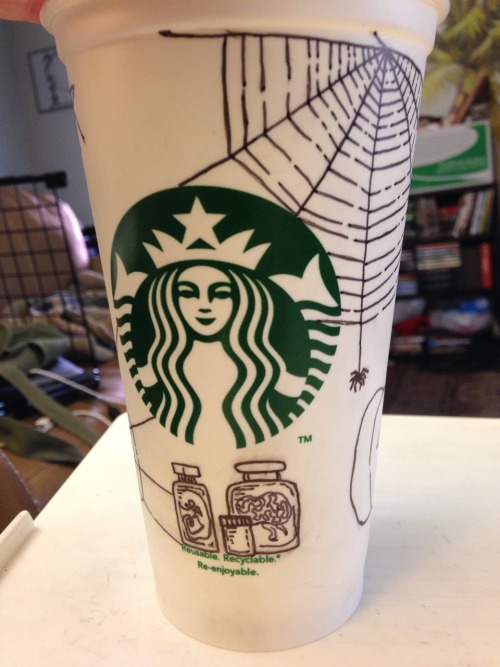 Inktober day 11  Simple compilation of previous inktobers on a reusable Starbuck&rsquo;s cup! Th