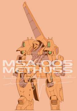 absolutelyapsalus:  ABOUT TIME I POSTED ART OF THE METHUSSToday’s Gundam of the Day was done by 射尾卓弥 [Personal &amp; Twitter]!Apparently this artist did some work on Gundam Thunderbolt!