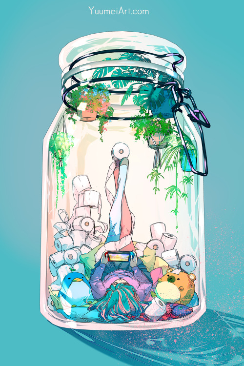 yuumei-art:Finally finished all 6 of my Terrarium Life series~I first started this series when Covid