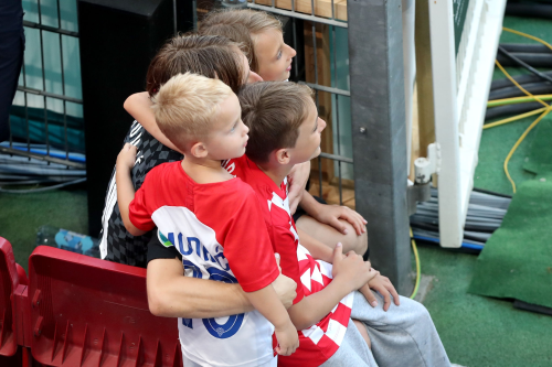 Luka Modric with his children after the match vs. Spain