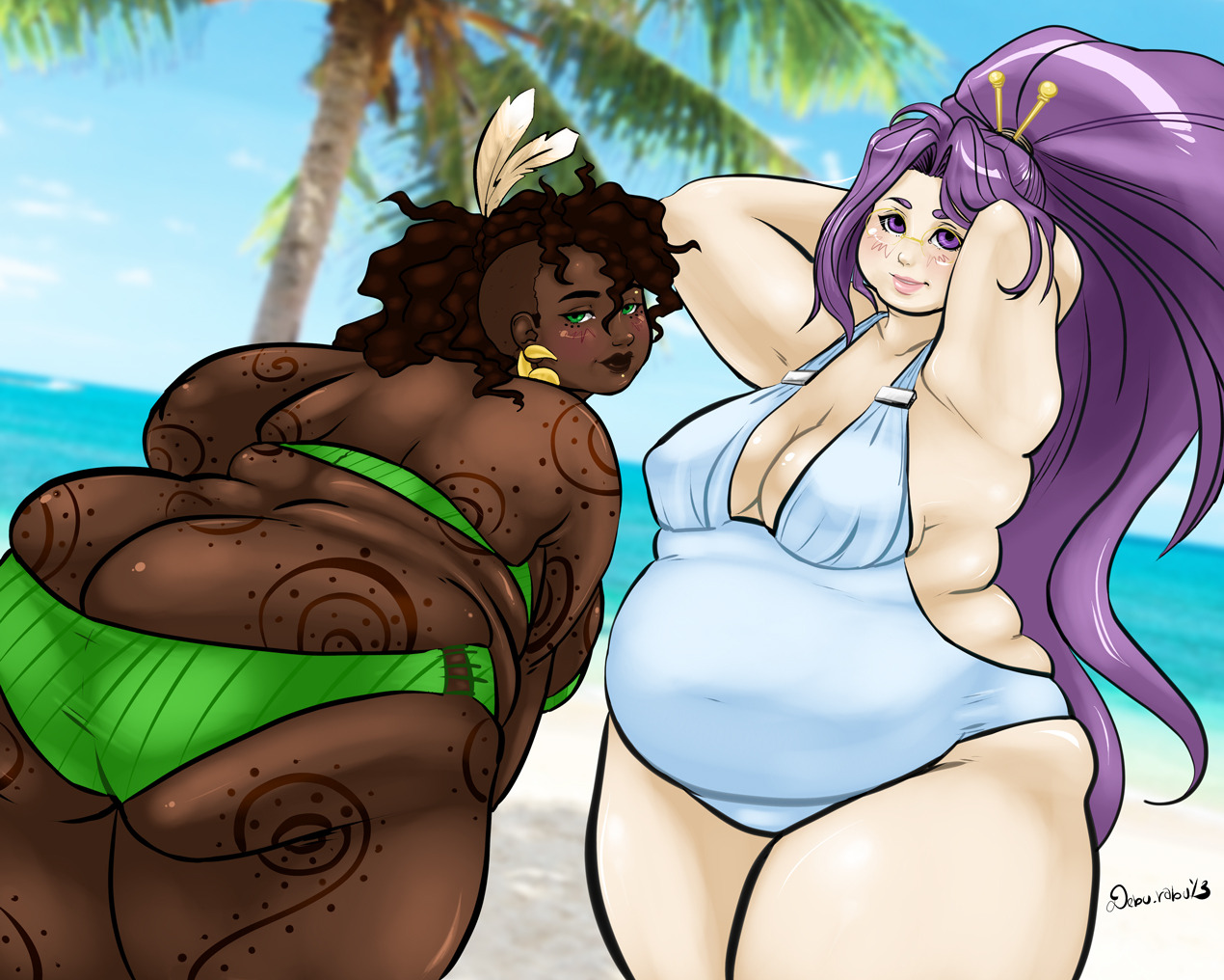 deep-in-the-debu:  Commission for Nexis89 of his two OCs Chesia and Oriyala in their