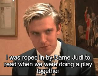 haslemere:tbt Dan Stevens: Dan Stevens and Dame Judi Dench. Dan and Dame Judi first worked together 