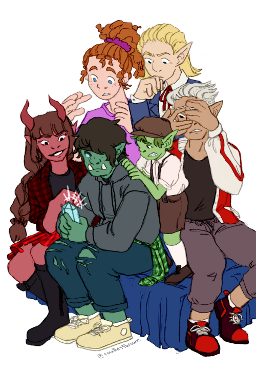 accessible-d20:smallestbrown:when the whole crew needs to help you text a girl (also she’s in mortal