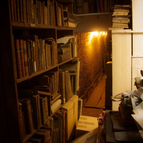 A corner of the old Maggs basement at no.50 Berkeley Square, complete with secret tunnel!