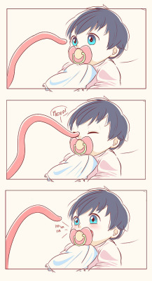 cherrymiko-art:  This is for gayagent37! &lt;3 because their fics about tentacuddles gave me life and this is idea come from the JayDick server specially with gray &lt;3 This is Inkling, the youngest of Jason’s tentacles and Johnny. The two babies