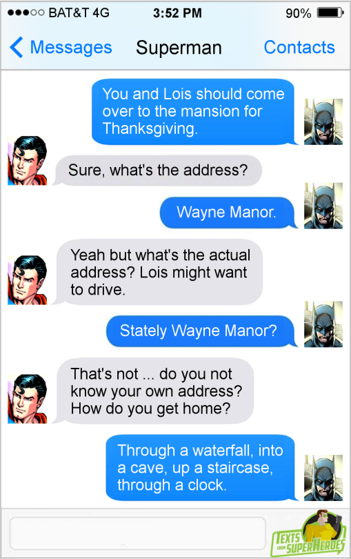 Happy Thanksgiving from Texts From Superheroes