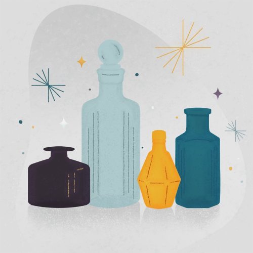 Botellas, las hay para él alcohol, para químicos, medicinas y pociones ✨ Tienen todo un mercado cuan