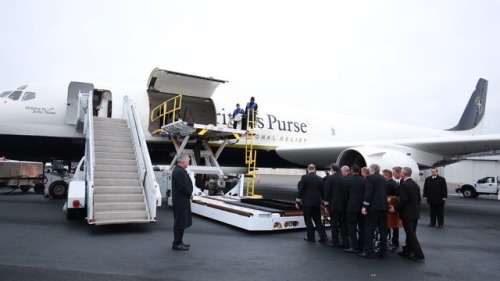 Billy Graham On His Way To The US Capitol. Franklin Graham Watches As His Father Is Being Put On His