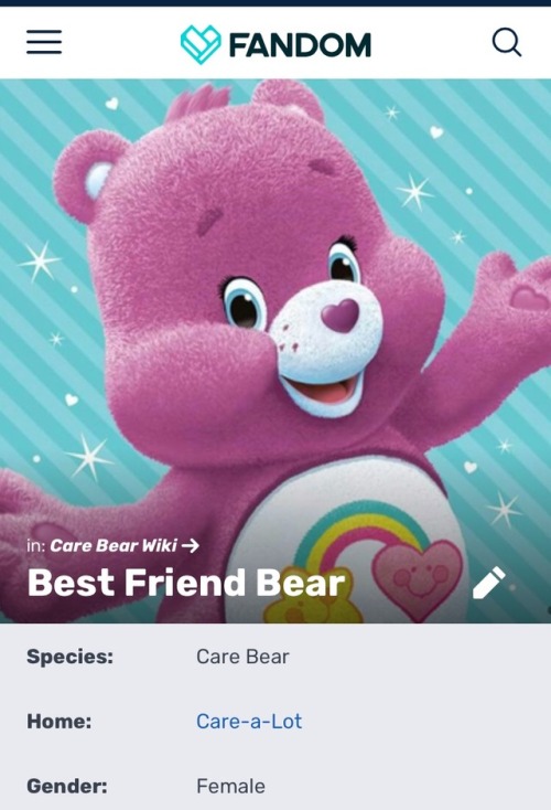 perkachow: dimetrodone: Imagine being Friend Bear and the embodiment of friendship in Care-a-Lot and