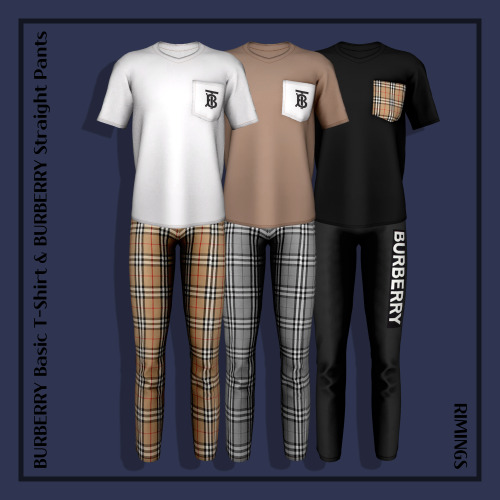 [RIMINGS] BURBERRY Basic T-Shirt &amp; BURBERRY Straight Pants - TOP / BOTTOM- NEW MESH- ALL LOD