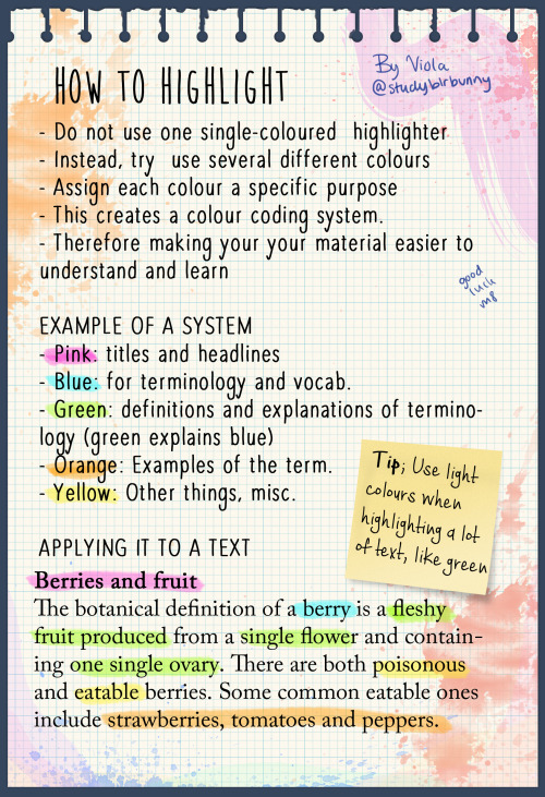 studyblrbunny:Here’s a guide to how I have highlighted my notes and textbooks for the past couple 