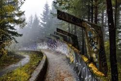 Beautyofabandonedplaces:  The Bobsled Track From The 1984 Winter Olympics On A Foggy