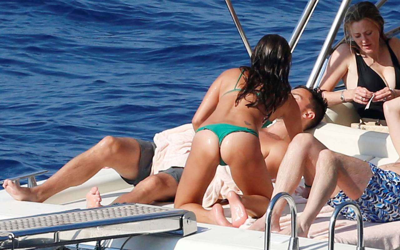 toplessbeachcelebs:  Lea Michele (Actress) nipple slip while swimming in Italy