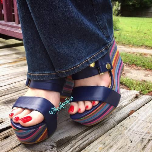 My shoes of the day. #redtoes #wedges #ninewest #prettyfeet #feet