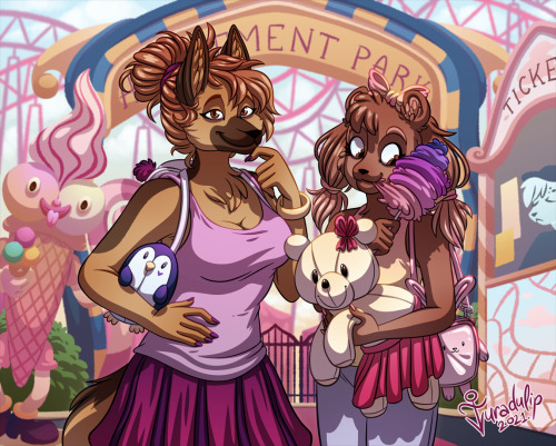 Amusement Park DayMy part of the trade with MokoThe Bear on Twitter! Wanted to draw Loba and Moko ha