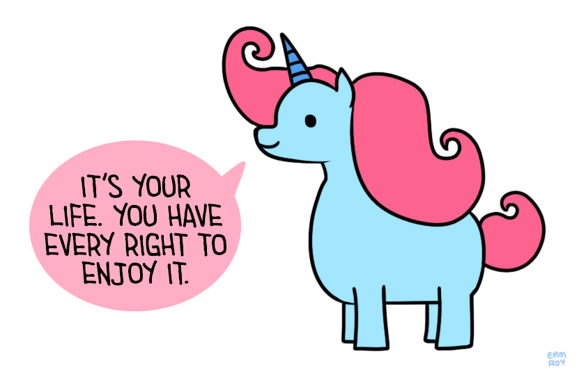 positivedoodles:  [Drawing of a blue unicorn with a pink mane and a blue horn saying “It’s