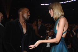Kanye West and Taylor Swift at the 2015 Grammys: