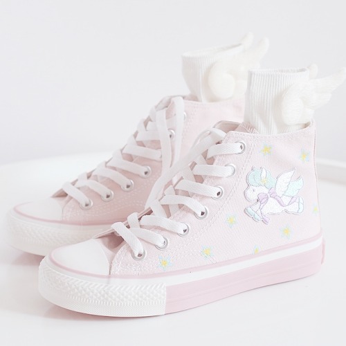 ♡ Pastel Pink Kawaii Kei Unicorn Canvas Sneakers  - Buy Here ♡Discount Code: honey (10% off any