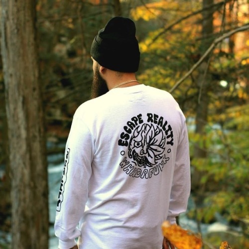 The New @Whadafunk “Escape Reality” Long Sleeve in White. Specially Designed & Hand Silkscreen P