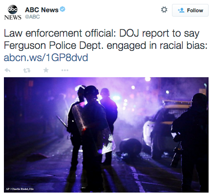 revolutionarykoolaid:No Justice, No Peace (3/3/15): The Department of Justice will be releasing a report tomorrow that affirms what we already knew: the Ferguson Police Department are a bunch of racists fucks. Not some of the department— ALL OF THE