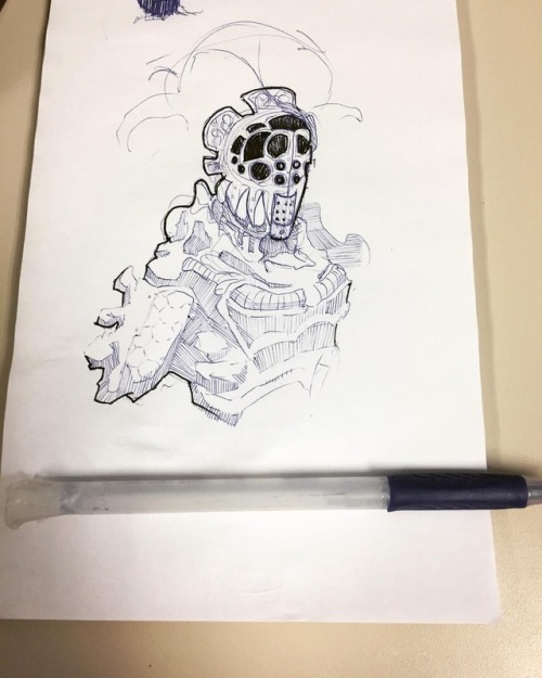 Little work sketch with ballpoint pen. Yes, I have a bad habit of chewing on pens. I&rsquo;m working