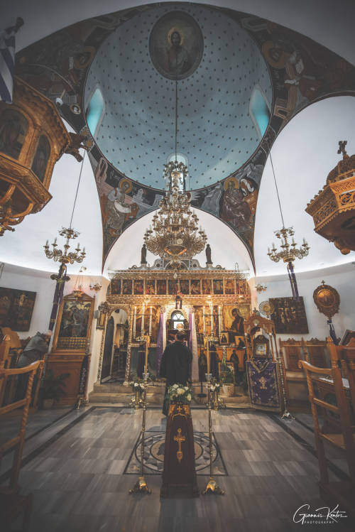 Holy Thursday evening, beginning of the Passion. Church of St George of Katavatí, Sifnos island, Gre