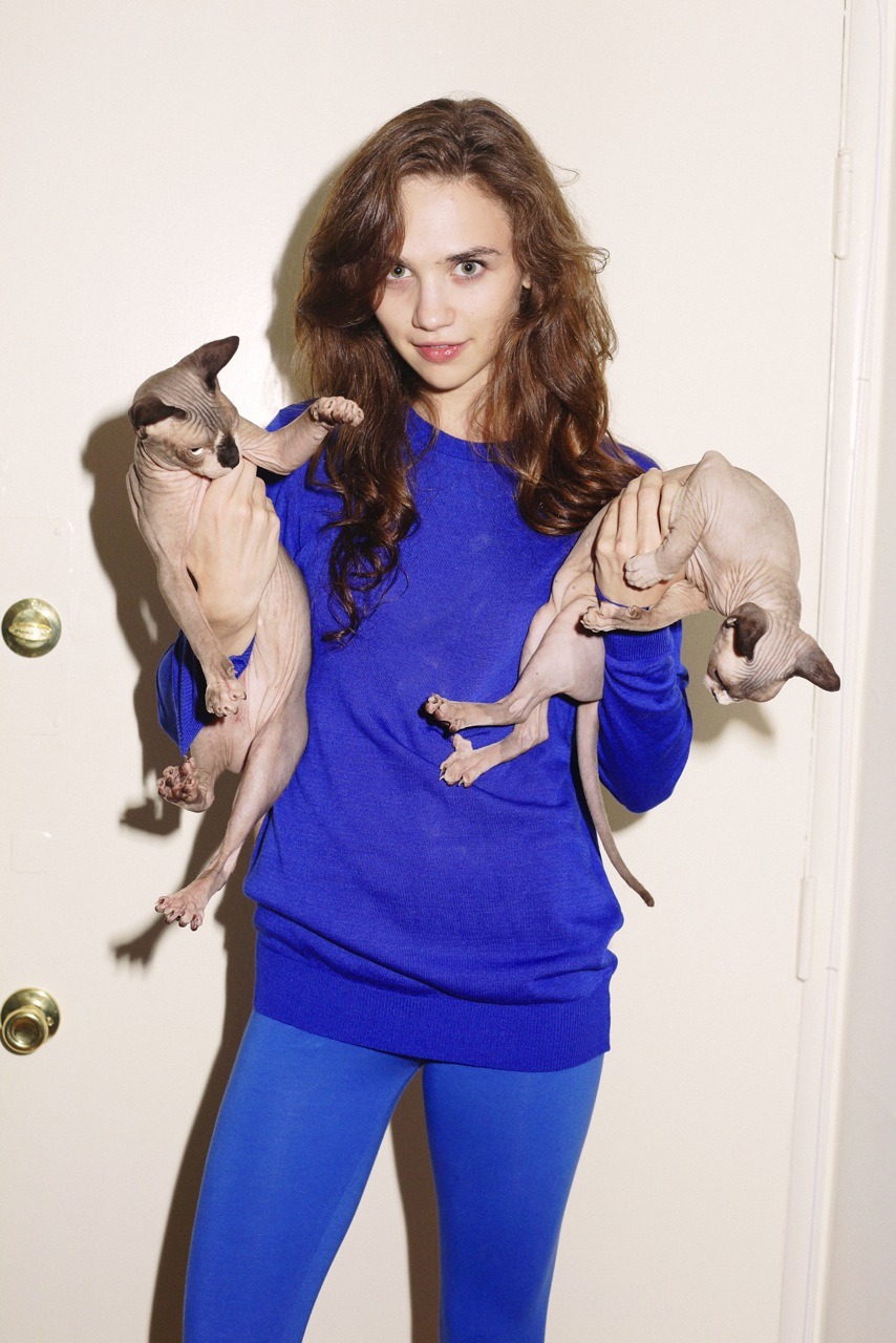 americanapparel:  Eva in the French Terry Drop-Shoulder Sweatshirt. 