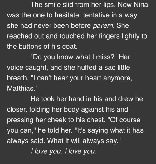 lynnforsterblog: bigbookslilreads: six-of-sorrows: Deleted crooked kingdom scene This should’v