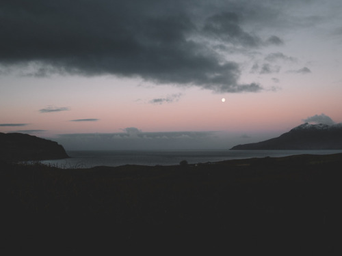 Moon at sunrise, Inner Hebrides, Scotland