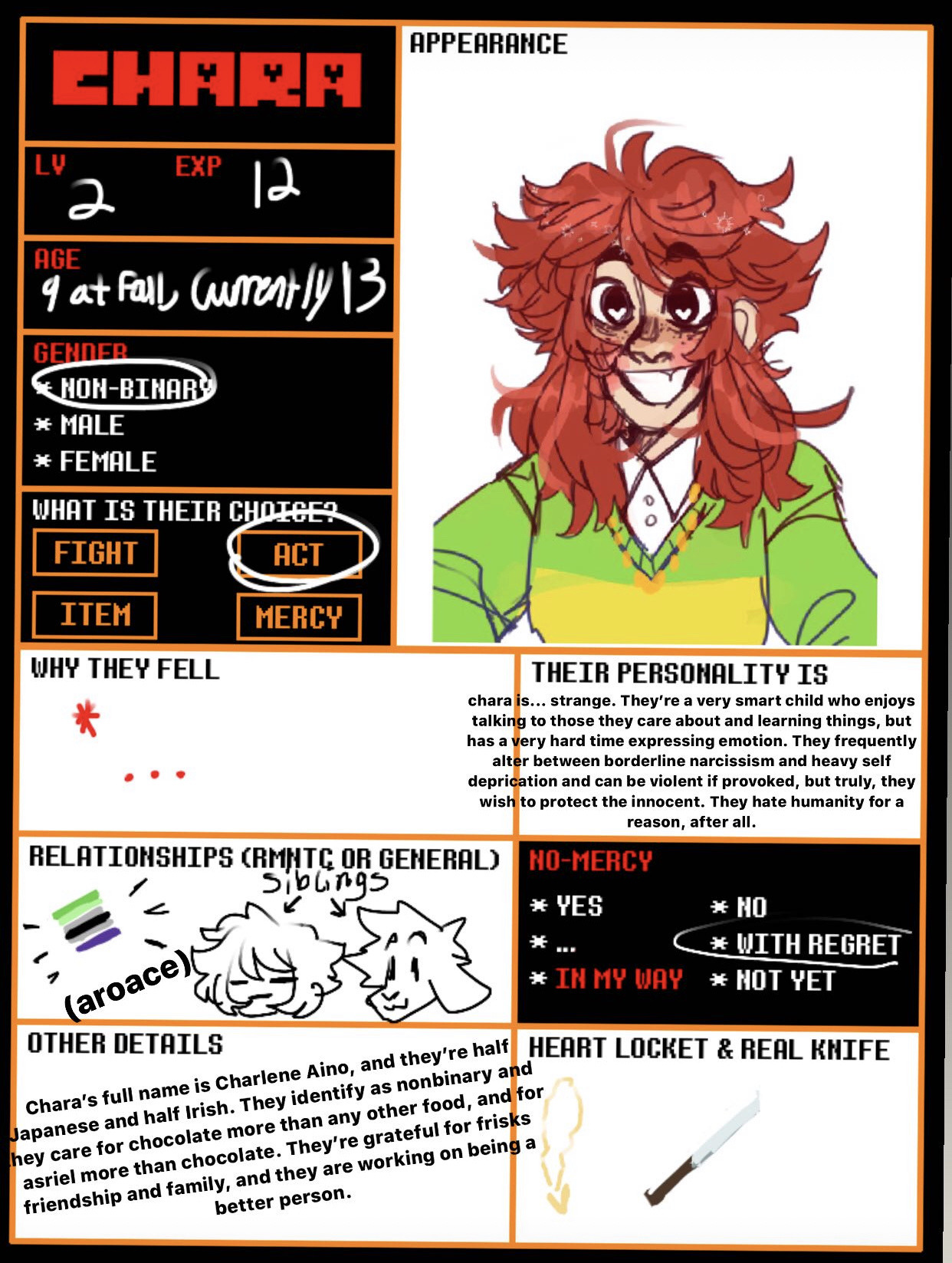 Xchara  Undertale fanart, Undertale, Character sheet template