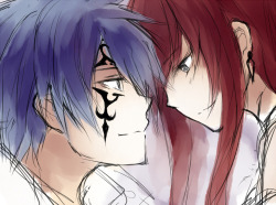 r-ena:  Erza and Jellal because they’re just too cute. =w=b Cropped because my skills are just too bad. =w=q 