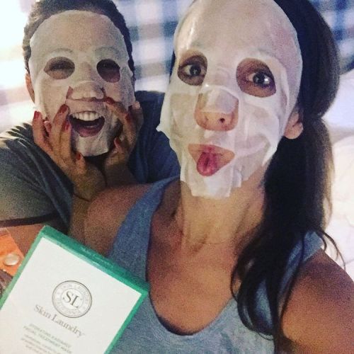 My sister and I are TURNT up tonight Relaxing by the beach in our @skinlaundry hydrating facial trea