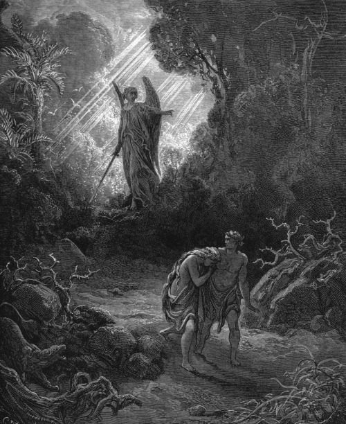 superbestiario:Gustave dore, The holy bible.  On wikiartAdam and Eve Are Driven out of EdenCain Slay