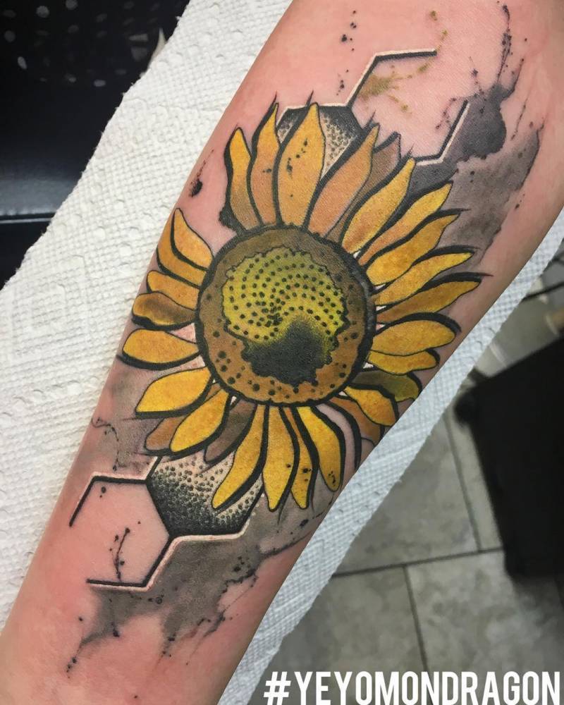 watercolor sunflower tattoo 31  KickAss Things
