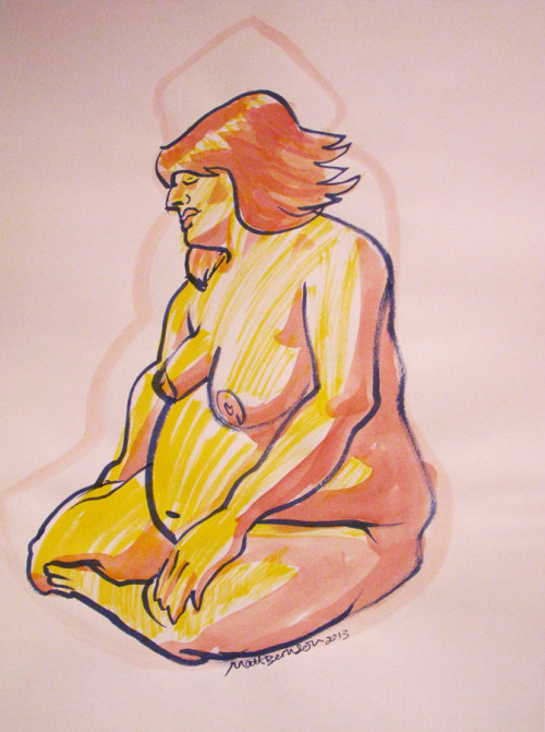  Drawings of Emily done at the Democracy Center.  Ink and/or watercolor on paper, 18"x24".    Matt Bernson 2013 