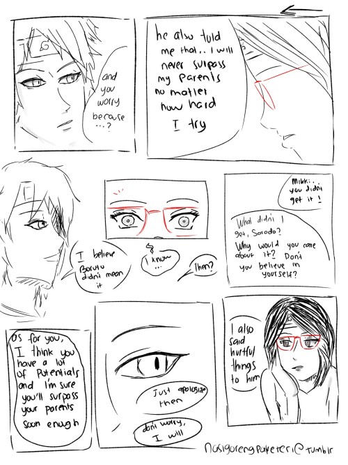 nasigorengpaketeri:  quick lil doujin of ….Borusara or Mitsusara, take it whatever you want. And a bit of Sasusaku if you squint real hard and say hi to attack on sasuke