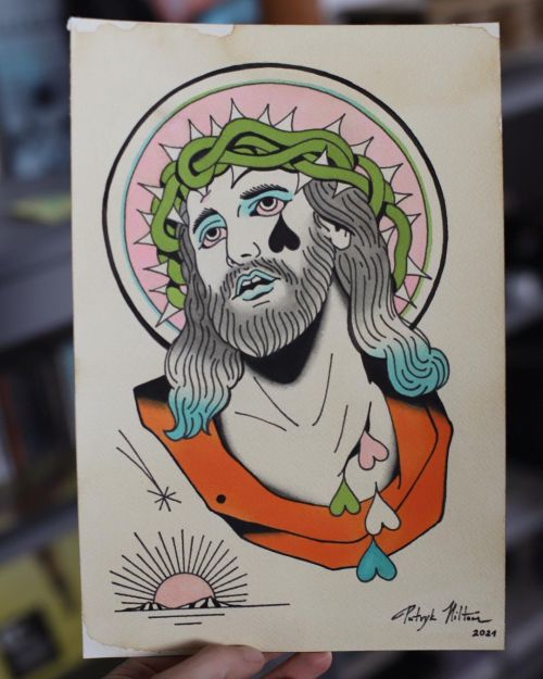 First time touch Jesus  Ink on arches paper  Available as tattoo or painting also   #patrykhilton #i