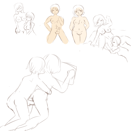 galaxycum:  love live! lewd unfinished doodle dump yeah um… rinpana and a tiny nozoumi in the corner