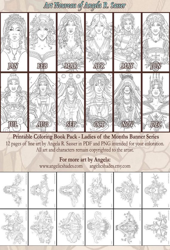 Download Art By Angela R Sasser Printable Coloring Book Pack Of 12 Pages For