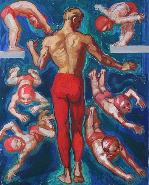 Kiddy Pool  -   Ekaterina Sergeervna Zernova , 1972.Russian, 1990-1995Gouache and tempera on canvas 