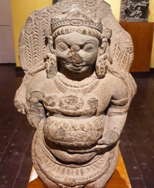 Padmanidhi holds a lotus shaped pot