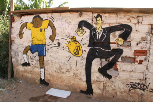 ahandofgod:Anti-Fifa Graffiti In Brazil: Brazilians are angry. Their government for is spending mill