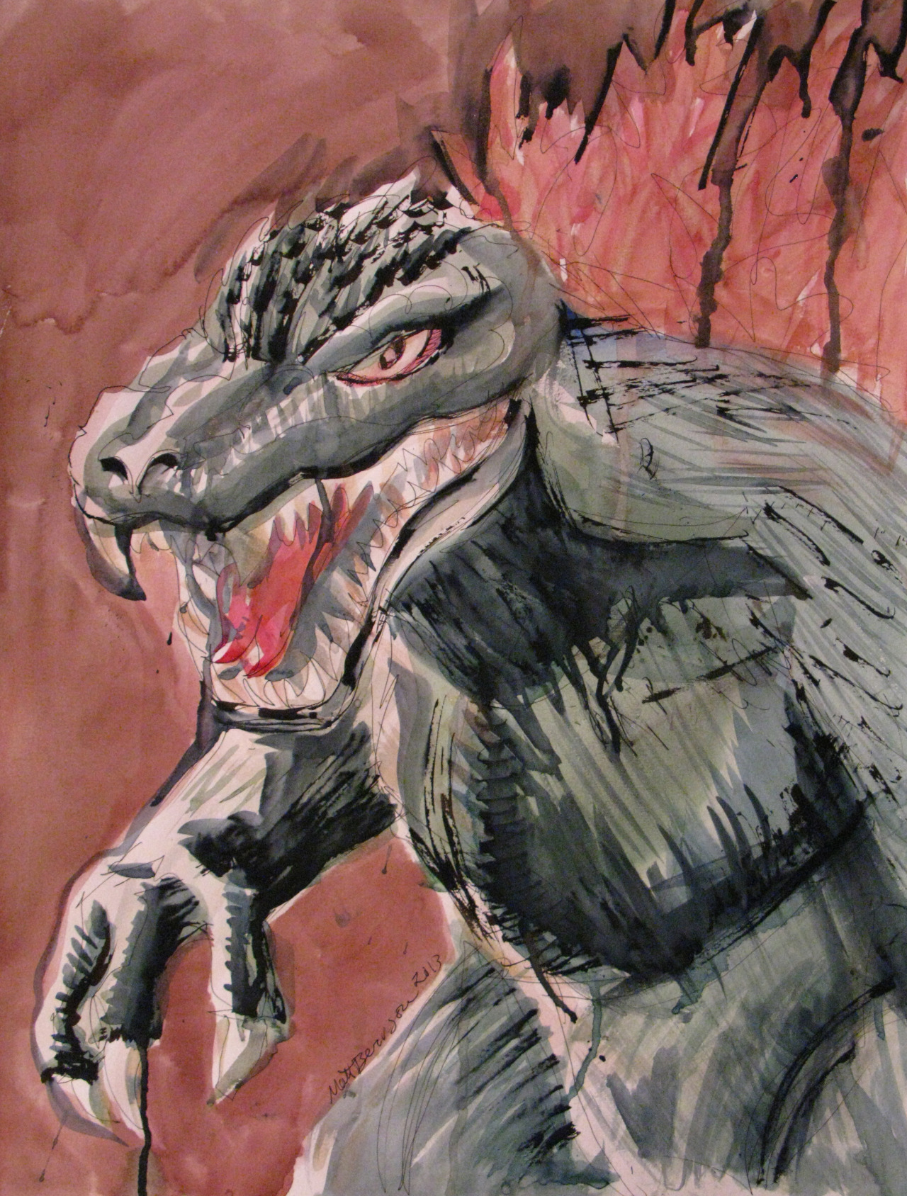 Godzilla was my model at the last Art Party at the All Asia.   These are all 18&quot;x24&quot;
