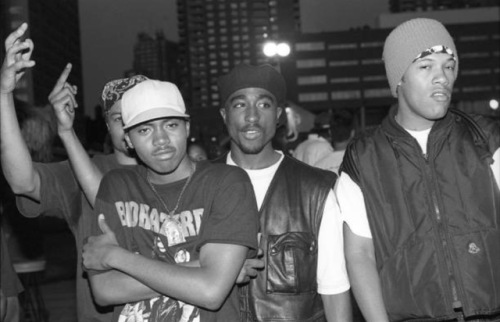 twixnmix:Nas, 2Pac, Redman, Biggie, Freedom Williams, and Chuck D at Club Amazon in New York 